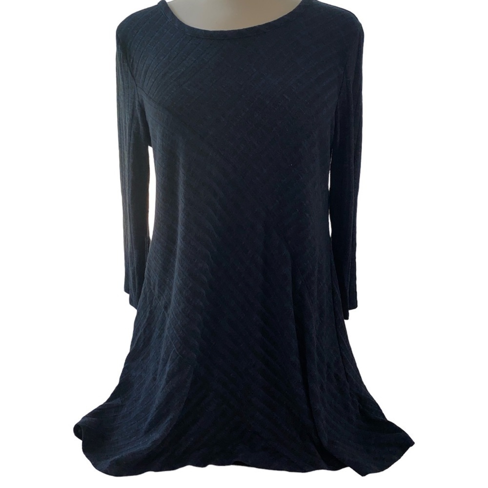 New Directions tunic blouse 3/4” sleeves rounded neckline striped size large
